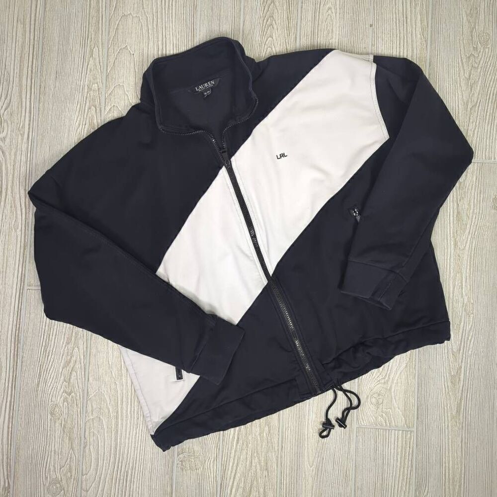 Vintage Lauren Ralph Lauren LRL Women Size XL Black White Zip Up Jacket - Picture 3 of 8